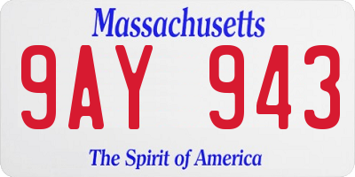MA license plate 9AY943