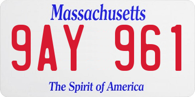 MA license plate 9AY961