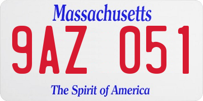 MA license plate 9AZ051