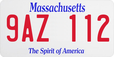 MA license plate 9AZ112