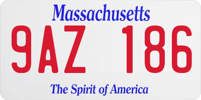 MA license plate 9AZ186