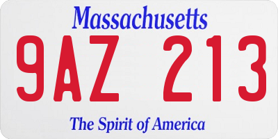 MA license plate 9AZ213