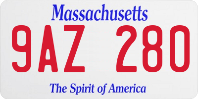 MA license plate 9AZ280