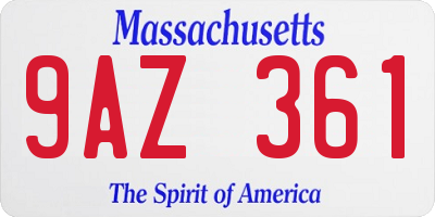 MA license plate 9AZ361