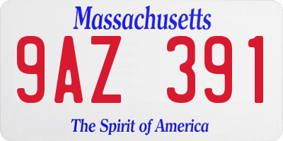 MA license plate 9AZ391