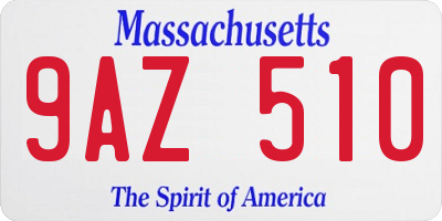 MA license plate 9AZ510