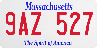 MA license plate 9AZ527