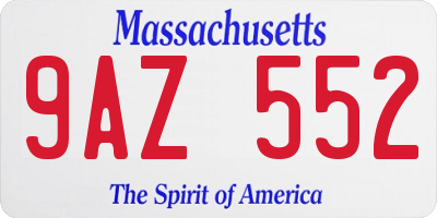 MA license plate 9AZ552