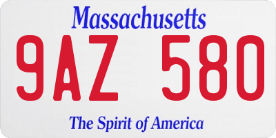 MA license plate 9AZ580