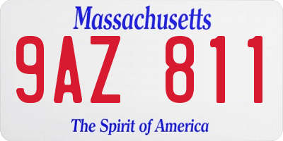 MA license plate 9AZ811