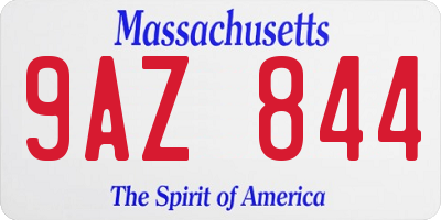 MA license plate 9AZ844