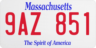MA license plate 9AZ851