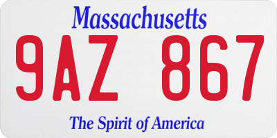 MA license plate 9AZ867