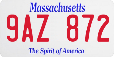 MA license plate 9AZ872