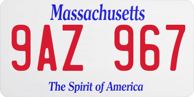 MA license plate 9AZ967