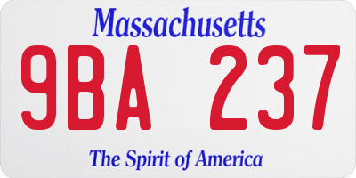 MA license plate 9BA237