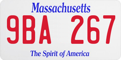 MA license plate 9BA267