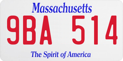 MA license plate 9BA514