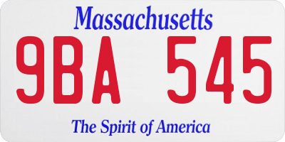 MA license plate 9BA545