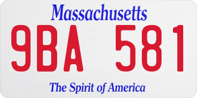 MA license plate 9BA581