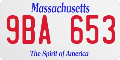 MA license plate 9BA653