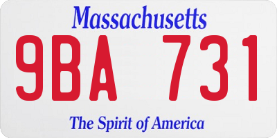 MA license plate 9BA731