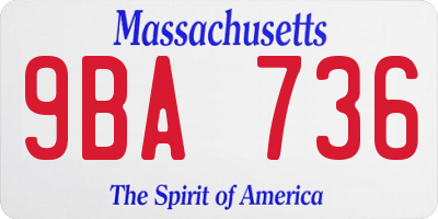MA license plate 9BA736