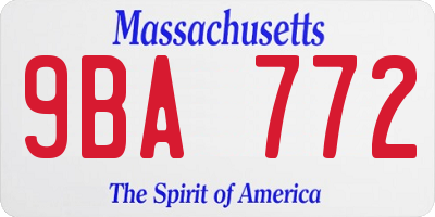 MA license plate 9BA772