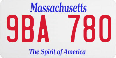 MA license plate 9BA780