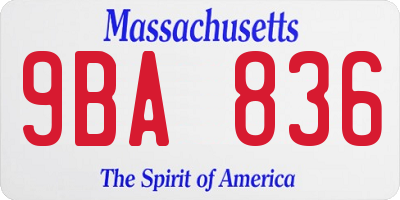 MA license plate 9BA836