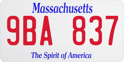 MA license plate 9BA837