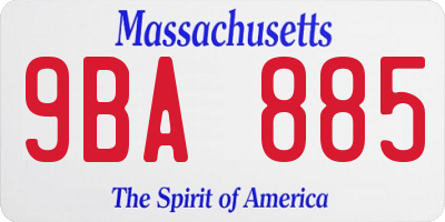 MA license plate 9BA885