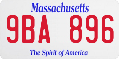 MA license plate 9BA896