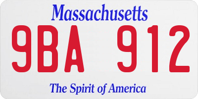 MA license plate 9BA912