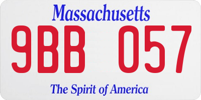 MA license plate 9BB057
