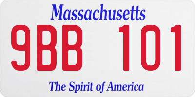 MA license plate 9BB101
