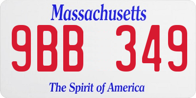 MA license plate 9BB349
