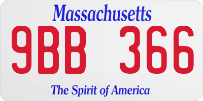 MA license plate 9BB366