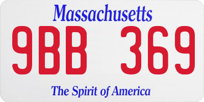 MA license plate 9BB369