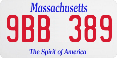 MA license plate 9BB389