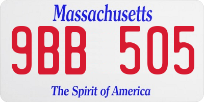 MA license plate 9BB505