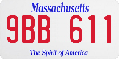 MA license plate 9BB611