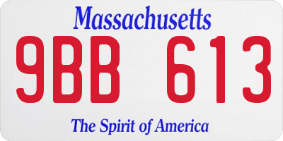 MA license plate 9BB613