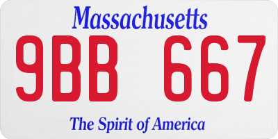 MA license plate 9BB667