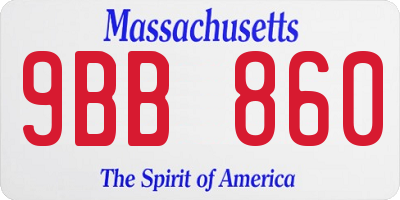 MA license plate 9BB860