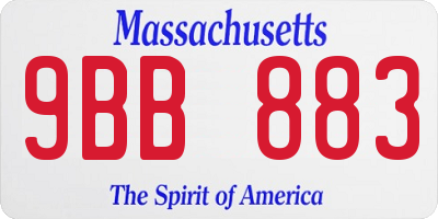 MA license plate 9BB883