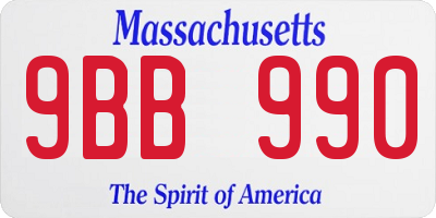 MA license plate 9BB990