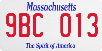 MA license plate 9BC013