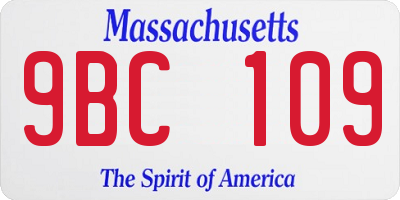 MA license plate 9BC109