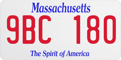 MA license plate 9BC180